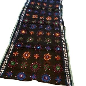 Anthropologie Raj Women’s Silk Infinity Scarf Embroidered Sequin Colorful New